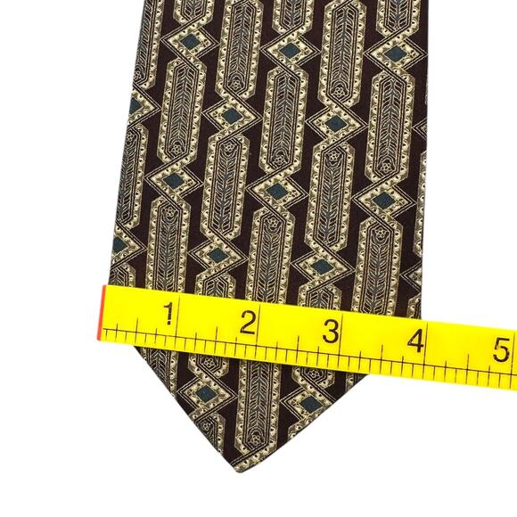 Henry Grethel Vintage Dress Tie Italian Silk Geometric Pattern 57" 4" - Picture 7 of 9